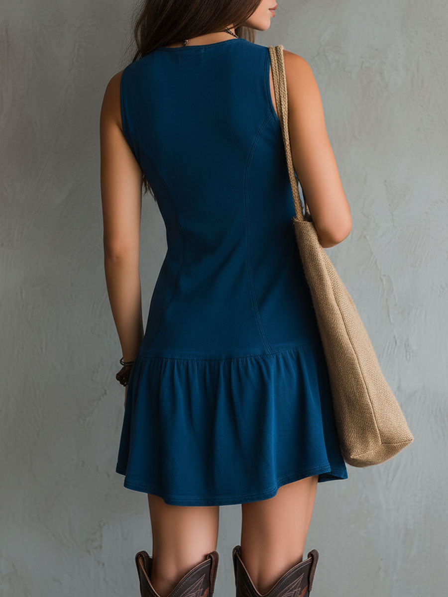 Sleeveless Mini Dress with V-Neck