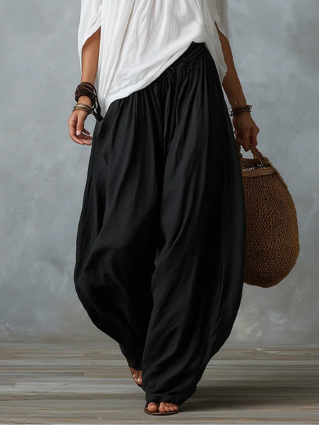 White Off-Shoulder Top and Wide Pants