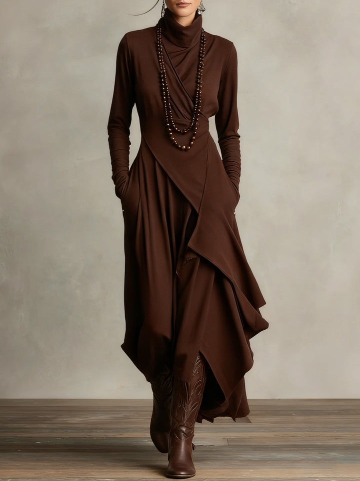 Arielle Vintage Asymmetrical Turtleneck Dress