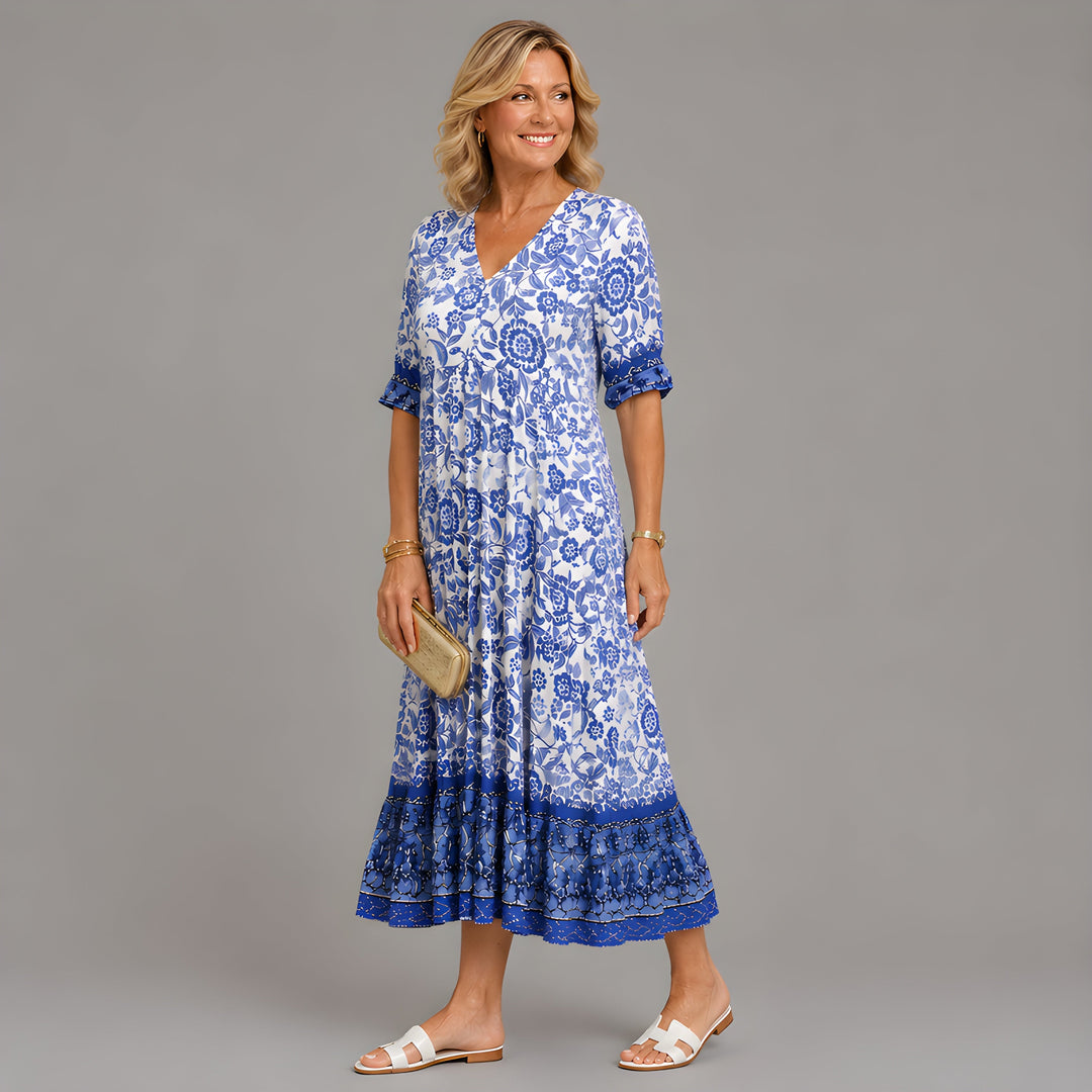 Remington | Graceful Floral V-Neck Dress