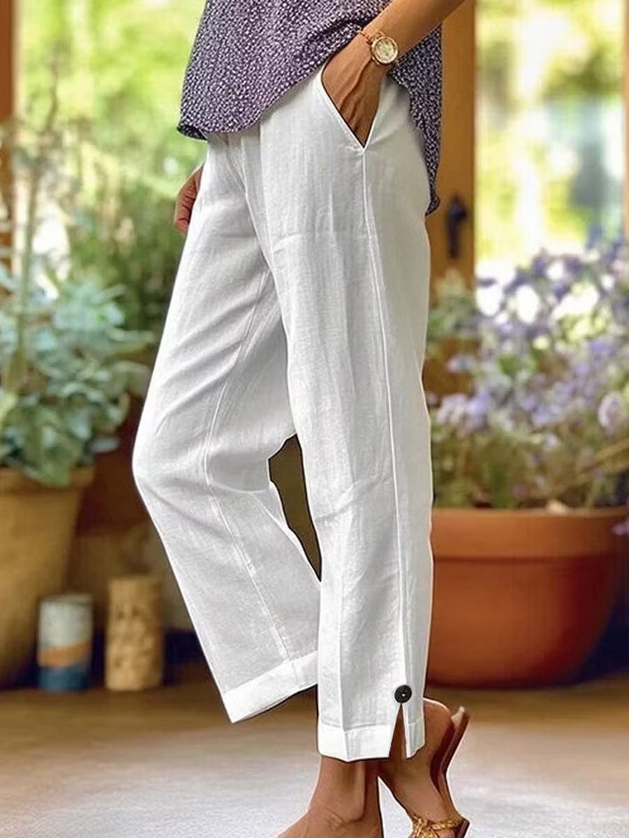 Brooke | Cotton Linen Straight Pants