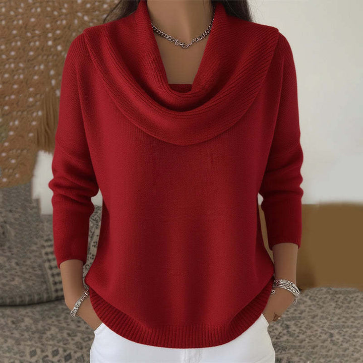 Marie Elegant Cowl Neck Knit Sweater