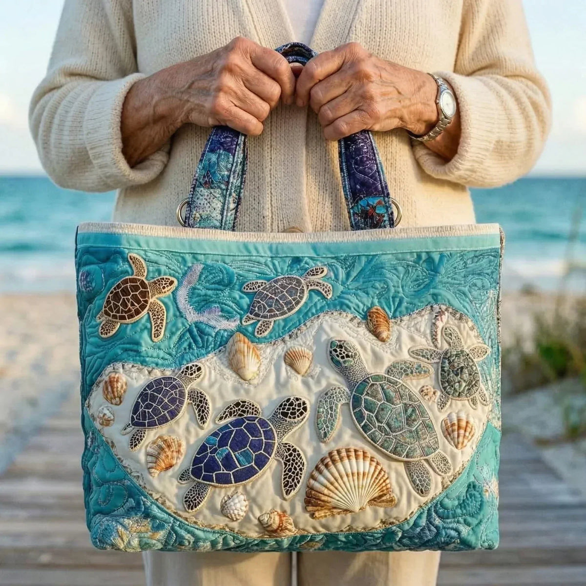 Handcrafted Tote Bag - Love for Turtles