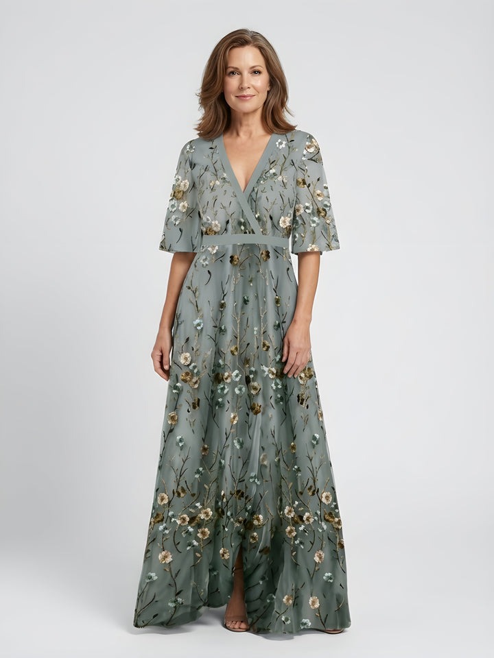 Amber | Floral V-Neck Maxi Dress