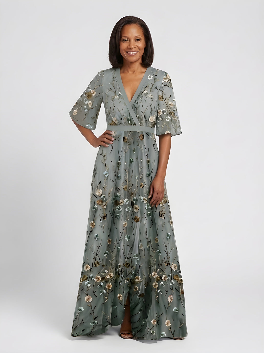Amber | Floral V-Neck Maxi Dress