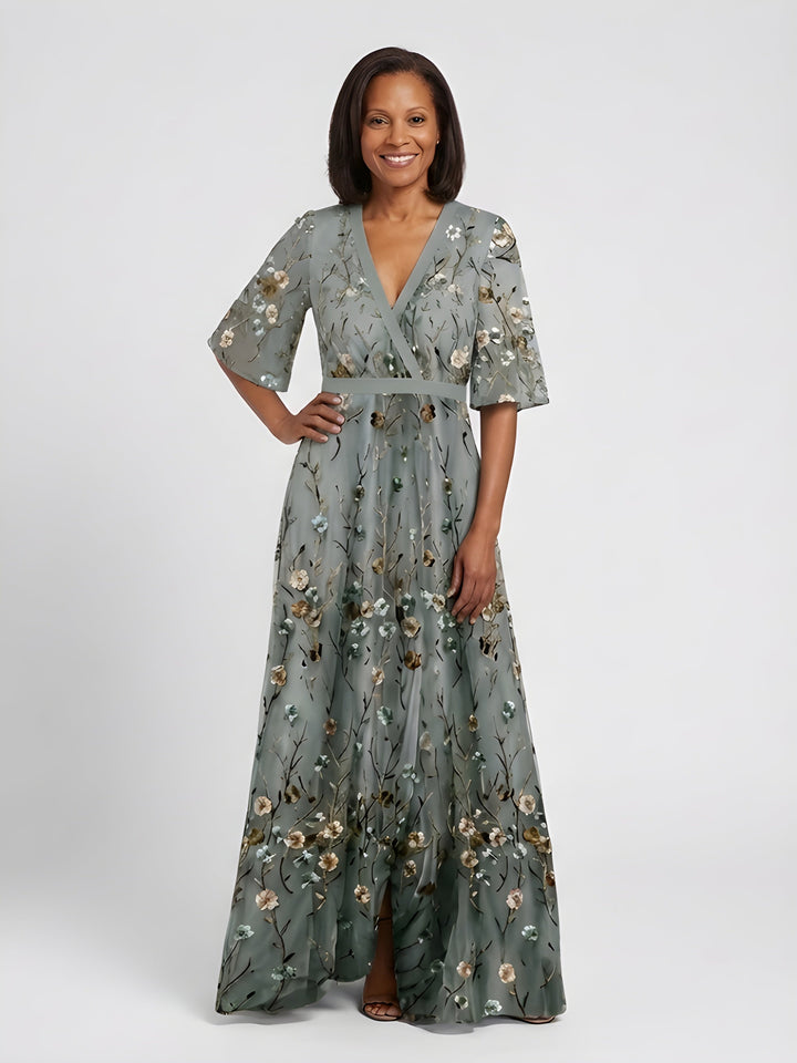 Amber | Floral V-Neck Maxi Dress
