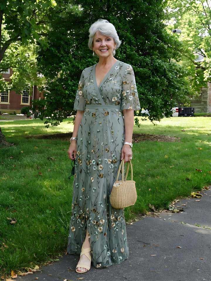 Amber | Floral V-Neck Maxi Dress