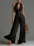 Black Sleeveless Jumpsuit with V-Neck