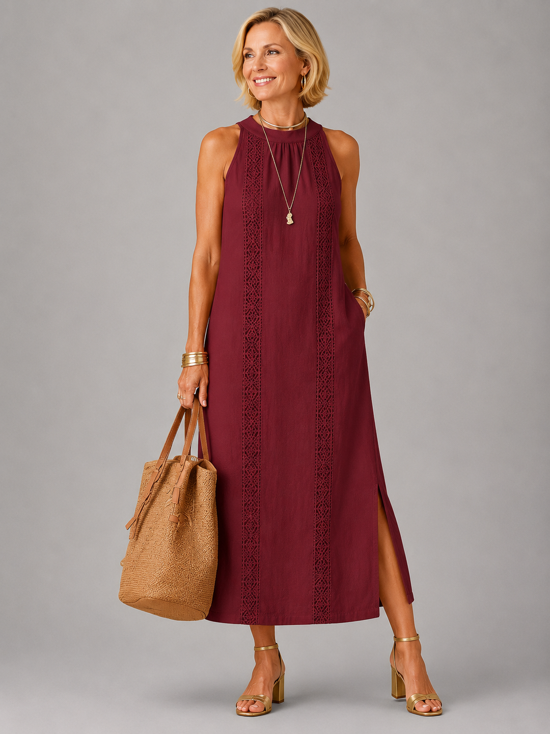 Emberly™ Relaxed Embroidered Midi Dress