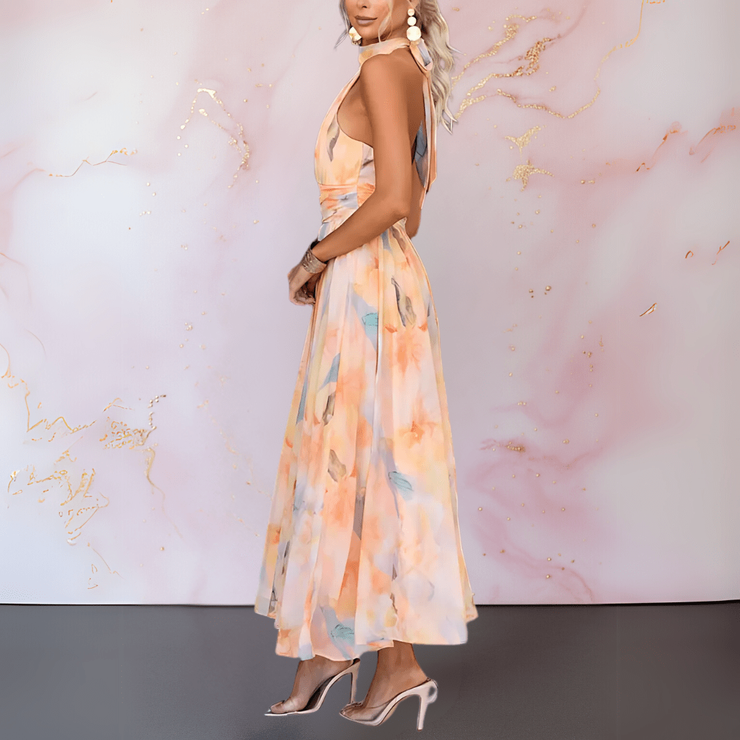 Micah™ Halterneck Watercolour Print Dress