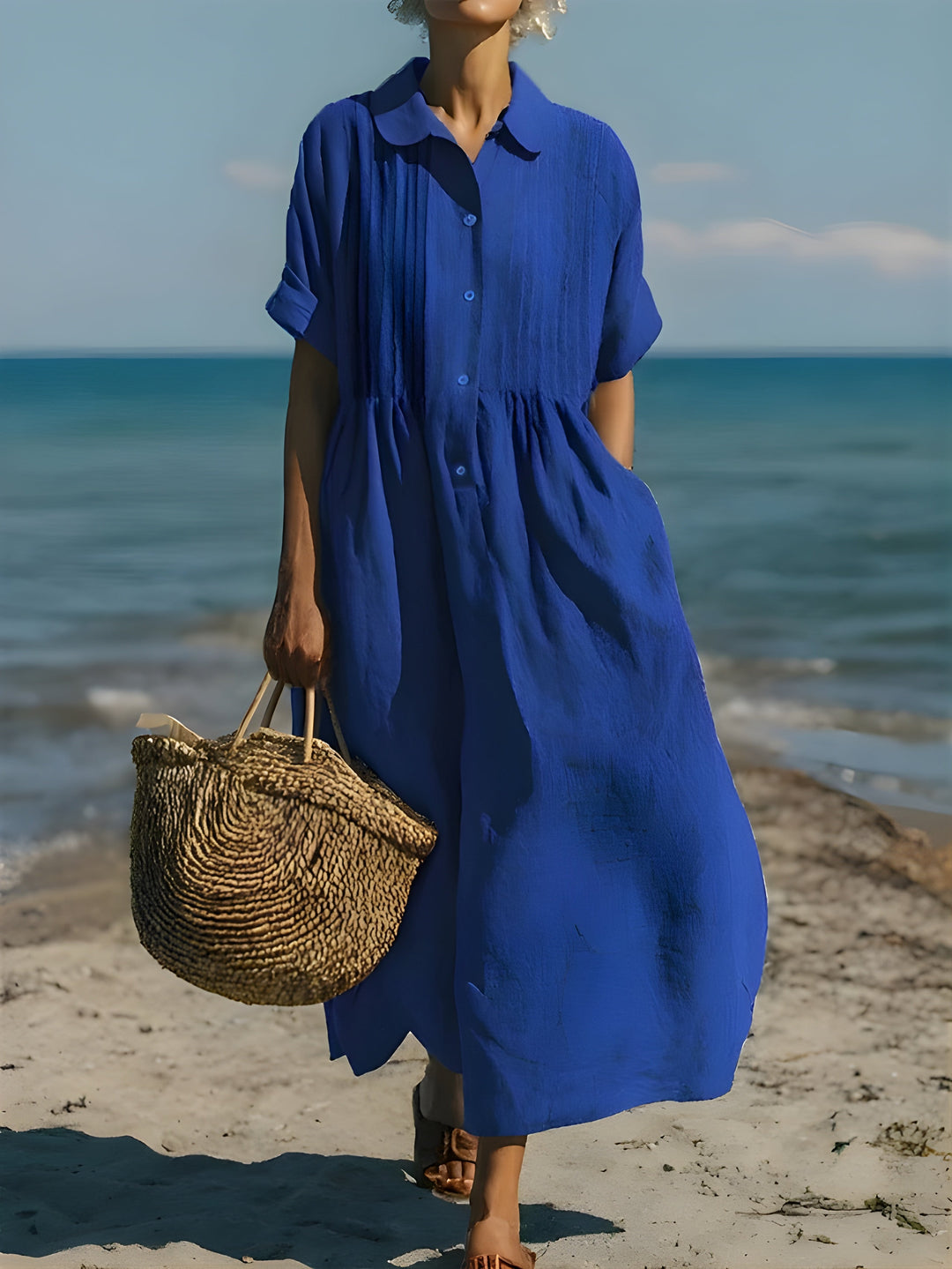 Davina™ Cotton Button Shirt Dress